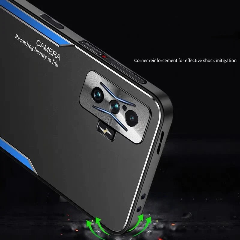 For POCO F4 GT Case PC Aluminum Alloy Back Plate Silicone Cover For Xiaomi POCO F4 F3 GT Redmi K50 K40 Gaming Shockproof Bumper