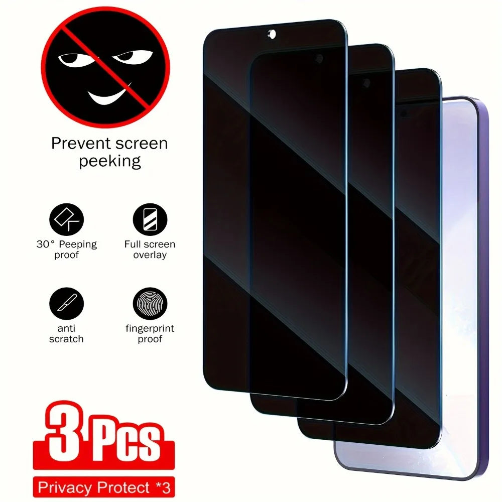 3Pcs Anti-Peeping Screen Protector Protective Glass for Galaxy A04 A05 A14 A15 A25 A34 A35 A54 A55 A13 A23 A33 A53 A52 Glass