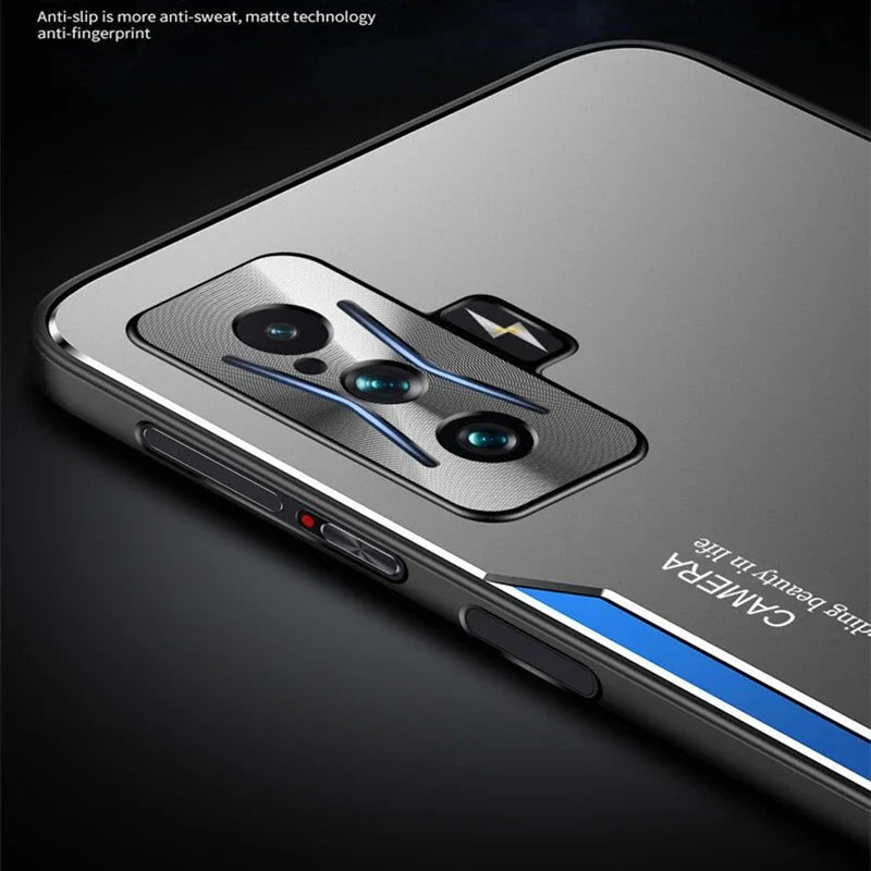 For POCO F4 GT Case PC Aluminum Alloy Back Plate Silicone Cover For Xiaomi POCO F4 F3 GT Redmi K50 K40 Gaming Shockproof Bumper