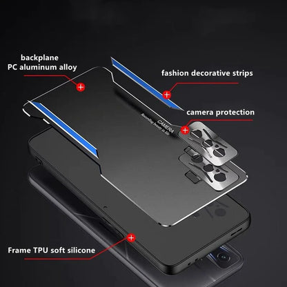 For POCO F4 GT Case PC Aluminum Alloy Back Plate Silicone Cover For Xiaomi POCO F4 F3 GT Redmi K50 K40 Gaming Shockproof Bumper