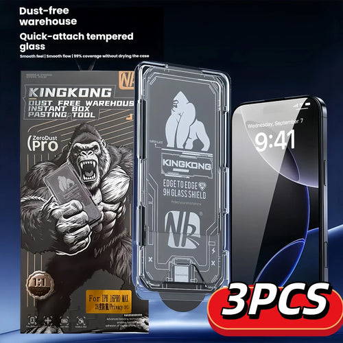 3PCS Tempered Glass Screen Protector for iPhone17/16/15Pro Shockproof Gorilla Glass Mobile Phone Protective Film